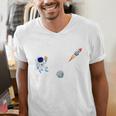 Dad Of The Birthday Boy Space Astronaut Birthday Family Men's V-Neck T-Shirt