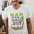 Dad Of The Birthday Boy Wild Zoo Theme Safari Party Men's V-Neck T-Shirt