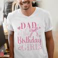 Dad Of The Birthday Girl Bow Cute Pink Matching Family Party Men's V-Neck T-Shirt
