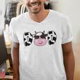 Dad Of The Birthday Girl Cow Daddy Papa Bday Matching Men's V-Neck T-Shirt