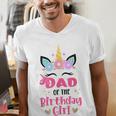 Dad Of The Birthday Girl Family Matching Unicorn Birthday Men's V-Neck T-Shirt