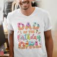 Dad Of The Birthday Ice Cream Family Matching Party Men's V-Neck T-Shirt