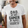 Dad By Day Gamer By Night Father's Day Gaming Men's V-Neck T-Shirt