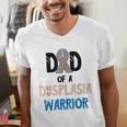 Dad Of A Hip Dysplasia Warrior Beige Blue Hip Dysplasia Men's V-Neck T-Shirt