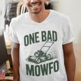 Dad Lawn Mowing One Bad Mowfo Mower Dad Gardening Men's V-Neck T-Shirt
