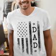 Dad Patriotic American USA Flag Father's Day Dad Men's V-Neck T-Shirt