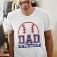 Dad Of Rookie 1st Birthday Baseball Theme Matching Party Men's V-Neck T-Shirt
