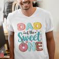 Dad Of The Sweet One 1st Birthday Girl Donut Party Men's V-Neck T-Shirt