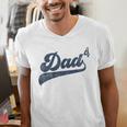 Dad4 Daddy Of 4 Kids Father Of Four Fourth Time Dad Men's V-Neck T-Shirt