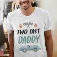Daddy Dad 2nd Birthday Two Fast Race Car Second Bday Party Men's V-Neck T-Shirt