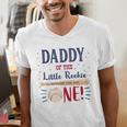 Daddy Dad First Birthday Little Rookie Baseball The Big One Men's V-Neck T-Shirt Daddy Dad First Birthday Little Rookie Baseball The Big One Men's V-Neck T-Shirt