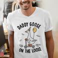 Daddy Goose On The Loose Birthday Matching Family Men's V-Neck T-Shirt Daddy Goose On The Loose Birthday Matching Family Men's V-Neck T-Shirt