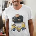 Despicable Me Minions Father's Day 1 Dad Cardboard Sign Men's V-Neck T-Shirt