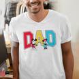 Disney Mickey And Friends Mickey Minnie Dad Collegiate Logo Men's V-Neck T-Shirt