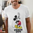Disney Mickey Mouse Peace Out Totally Retro Graduation Men's V-Neck T-Shirt