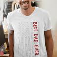 Distressed US American Flag Father Shirt Best Dad Ever Men's V-Neck T-Shirt