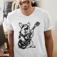 Dog Guitarist Guitar Pembroke Welsh Corgi Dad Mom Men's V-Neck T-Shirt
