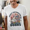 Easily Distracted By Books Read Goose Lover Bookworm Reading Men's V-Neck T-Shirt Easily Distracted By Books Read Goose Lover Bookworm Reading Men's V-Neck T-Shirt