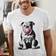 English Bulldog Bubble Gum Vintage Dog Mom Pet Dad Men's V-Neck T-Shirt