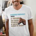 Equinetrovert Definition Equine Horse Riding Introvert Men's V-Neck T-Shirt