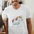 Ew People Unicorn Lover Introvert Rainbow Unicorn Raglan Baseball Tee Men's V-Neck T-Shirt