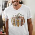 Fall Book Pumpkin Fall Librarians Bookworm Teachers Students Men's V-Neck T-Shirt