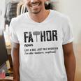Fathor Like Dad Just Way Mightier Father's Day FA-Thor Men's V-Neck T-Shirt