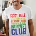 First Rule Of Introvert Club Is There Is No Introvert Club Raglan Baseball Tee Men's V-Neck T-Shirt First Rule Of Introvert Club Is There Is No Introvert Club Raglan Baseball Tee Men's V-Neck T-Shirt