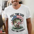 Fishing 4th July Full Time Dad Part Time Hooker On-Back Men's V-Neck T-Shirt