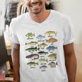 Fishing-Shirt Types Of Freshwater Bass Fish Dad Jokes Men's V-Neck T-Shirt Fishing-Shirt Types Of Freshwater Bass Fish Dad Jokes Men's V-Neck T-Shirt