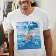 Frutiger Aero Aesthetic Tech Bubble Tea Boba Milktea Fishes Men's V-Neck T-Shirt Frutiger Aero Aesthetic Tech Bubble Tea Boba Milktea Fishes Men's V-Neck T-Shirt