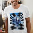 Frutiger Aero Aesthetic Tech Checkered Room Orb Sky Raglan Baseball Tee Men's V-Neck T-Shirt