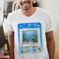 Frutiger Aero Aesthetic Tech Computer Aquarium Tarot Card Raglan Baseball Tee Men's V-Neck T-Shirt