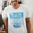 Frutiger Aero Aesthetic Tech Kawaii Milk Underwater Fishes Men's V-Neck T-Shirt Frutiger Aero Aesthetic Tech Kawaii Milk Underwater Fishes Men's V-Neck T-Shirt