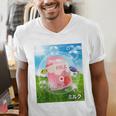 Frutiger Aero Aesthetic Tech Kawaii Strawberry Milk Fishes Raglan Baseball Tee Men's V-Neck T-Shirt Frutiger Aero Aesthetic Tech Kawaii Strawberry Milk Fishes Raglan Baseball Tee Men's V-Neck T-Shirt