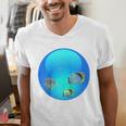 Frutiger Aero Aesthetic Tech Orb Fishes Raglan Baseball Tee Men's V-Neck T-Shirt