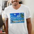 Frutiger Aero Beach Y2k Aesthetic Palm Tree Sand Ocean Premium Men's V-Neck T-Shirt