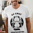 Go Away I'm Introverting Cat With Coffee Men's V-Neck T-Shirt