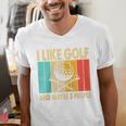 I Like Golf And Maybe 3 People Introvert Raglan Baseball Tee Men's V-Neck T-Shirt I Like Golf And Maybe 3 People Introvert Raglan Baseball Tee Men's V-Neck T-Shirt