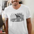 Great Dane Dad Distressed American Flag Patriotic Dog Men's V-Neck T-Shirt