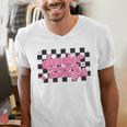 Groovy Senior Class Of 2026 Coquette Pink Bow Graduation Men's V-Neck T-Shirt