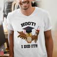 Hoot I Did It Grad Owl Holding Graduation Diploma Congrats Men's V-Neck T-Shirt