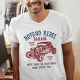Hotrod Rebel Automotive Nostalgia Old Car Distressed Premium Tri-Blend Men's V-Neck T-Shirt