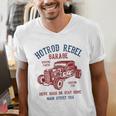 Hotrod Rebel Automotive Nostalgia Old Car Distressed Men's V-Neck T-Shirt