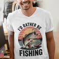 Id Rather Be Fishing Largemouth Bass Fish Dad Jokes Men's V-Neck T-Shirt