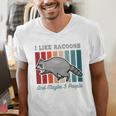 Introvert Raccoon Animal Lover Trash Panda Antisocial Retro Men's V-Neck T-Shirt