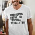 Introverted Weightlifter Gym Weightlifting Introvert Men's V-Neck T-Shirt