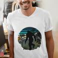 Just Me And My Yeti Retro Sunset Mountain Hiking Introvert Men's V-Neck T-Shirt Just Me And My Yeti Retro Sunset Mountain Hiking Introvert Men's V-Neck T-Shirt