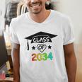 K -12th Grade Hand Prints Space Graduation Class Of 2034 Men's V-Neck T-Shirt
