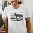 Lab Dad Distressed American Flag Patriotic Dog Men's V-Neck T-Shirt